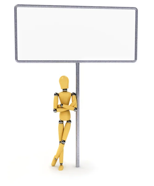 Mannequin with big sign — Stock Photo, Image