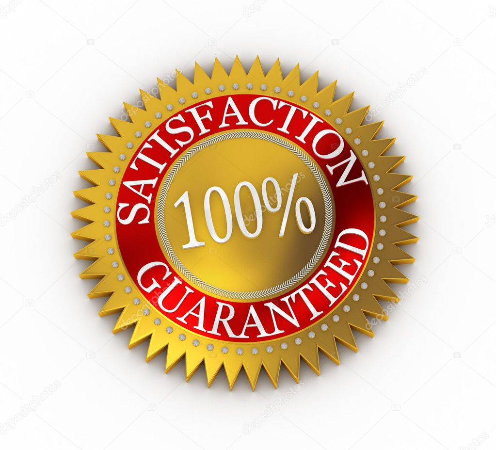 Isolated Satisfaction Guaranteed seal over white
