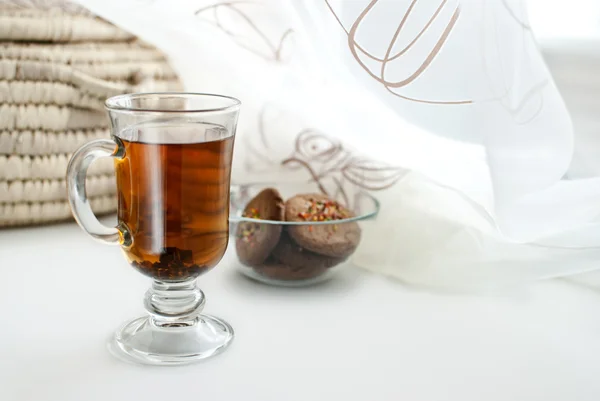 Чашка Ароматного Цейлонского Чая Печеньем — стоковое фото