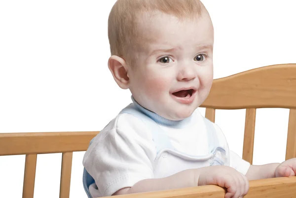 Маленький Ребенок Стоит Кроватке — стоковое фото