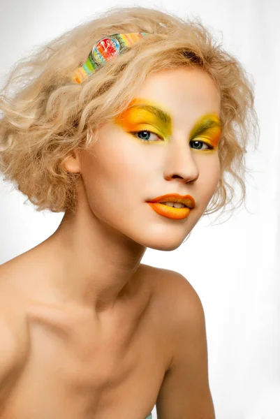 Beautiful Girl Fancy Spring Makeup — Stock Photo, Image