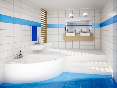 modern banyo iç 3D çizimi