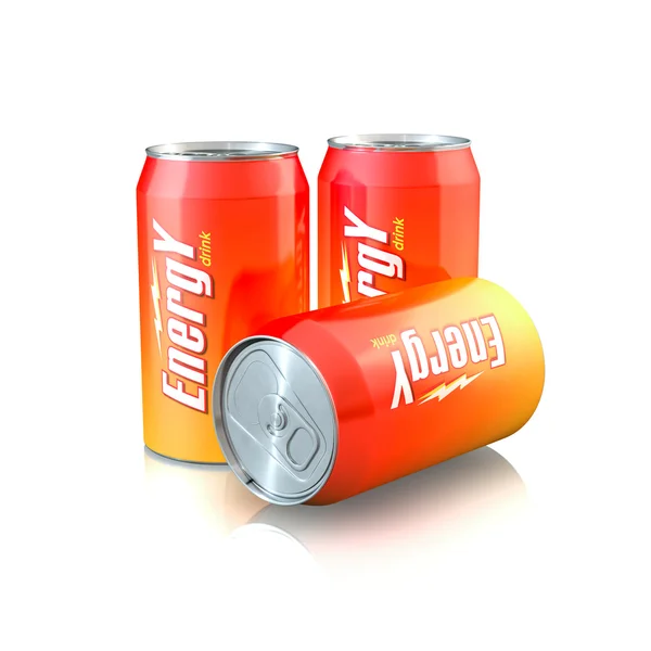 插图的铝能量饮料罐 — 图库照片