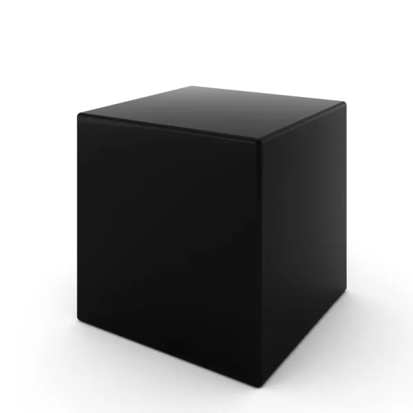 3D рендеринг черного куба на белом — стоковое фото