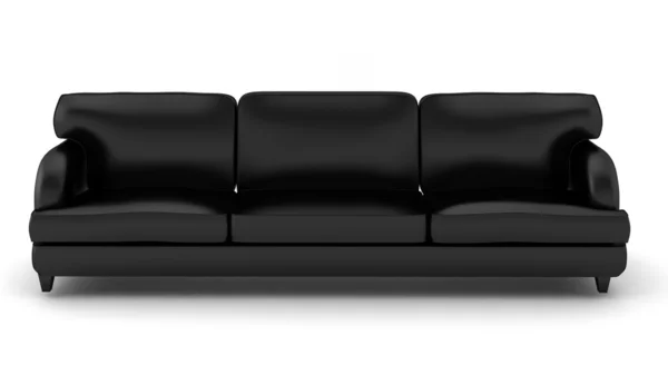 Render 3D czarny skórzany sofa na biały — Zdjęcie stockowe