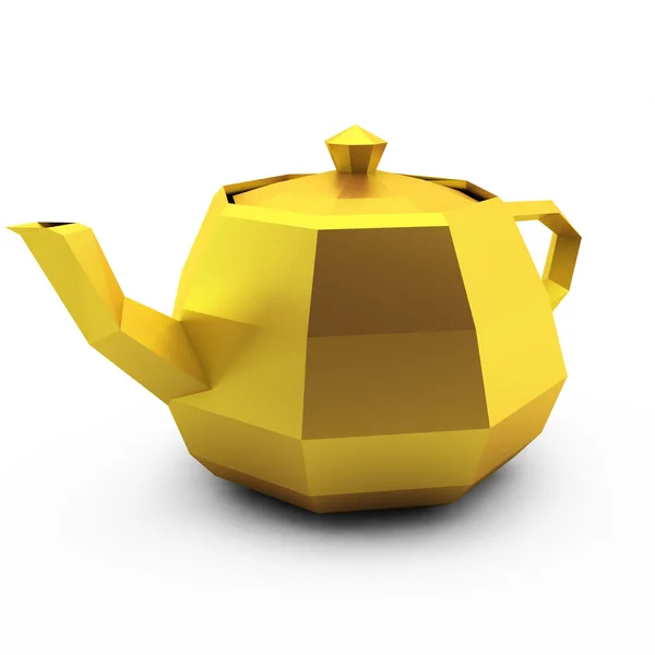 3d render of modern gold teapot on white — Stock Photo, Image