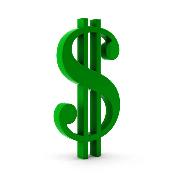 3D-Darstellung von grünem Dollar auf weißem Hintergrund — Stockfoto