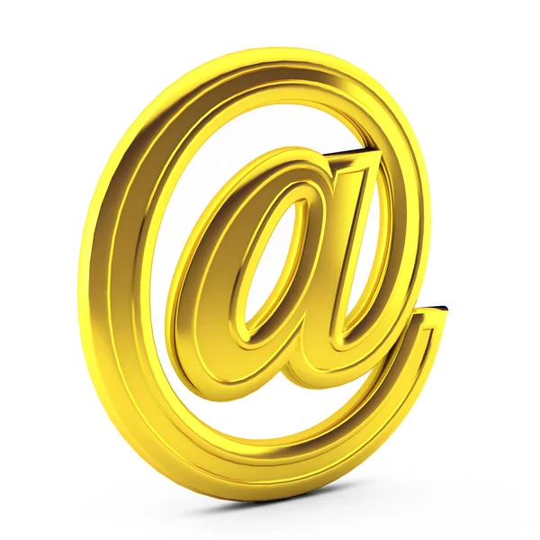 3d render of gold e mail on white — Stock Photo, Image