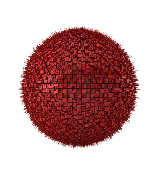 3d rendu de boule abstraite rouge sur blanc — Photo