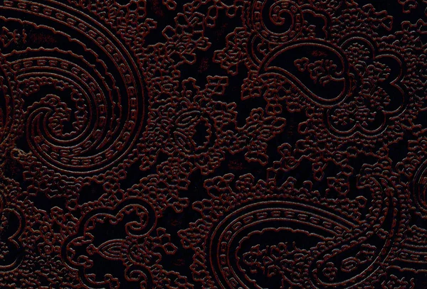 Textura de couro marrom com padrão floral — Fotografia de Stock