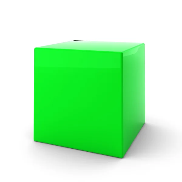 3D καθιστούν πράσινο κύβου σε λευκό — Φωτογραφία Αρχείου
