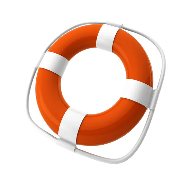 stock image 3d render of orange lifebuoy on white