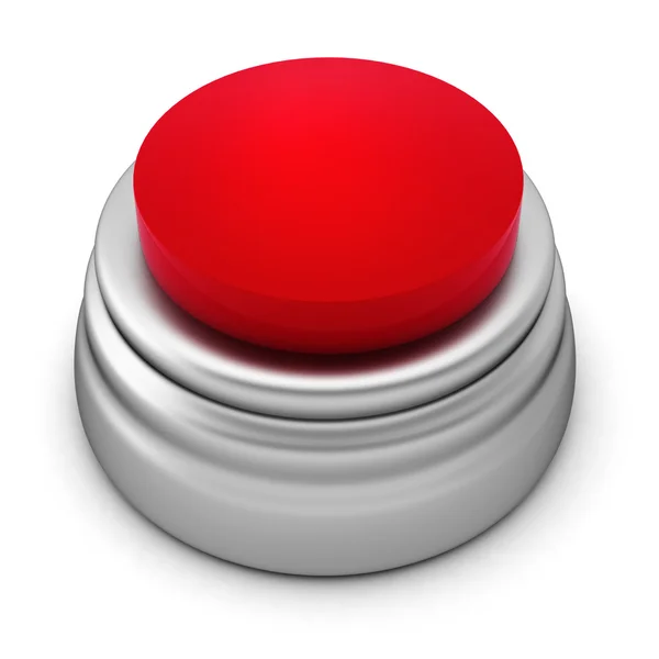 3D καθιστούν κόκκινο κουμπί στο λευκό — Φωτογραφία Αρχείου