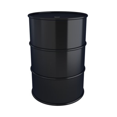 3d render of black oil barrel on white clipart