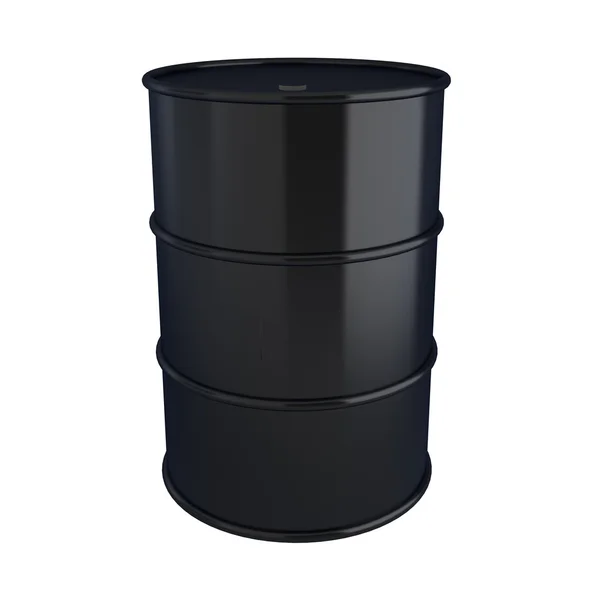 3d render of black oil barrel on white — Stock Photo, Image