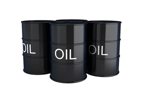 3d render of black oil barrels on white — Stock Photo, Image