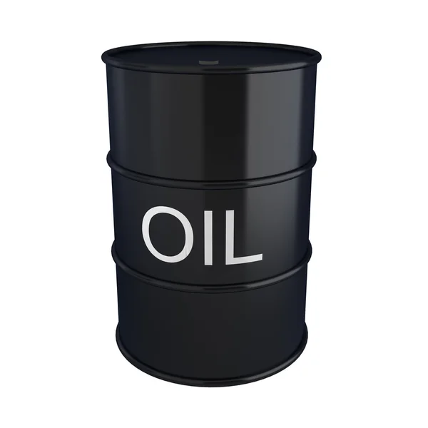 3d render of black oil barrel on white — Stock Photo, Image