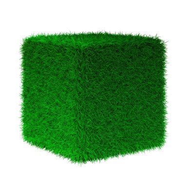 3d render of grass cube clipart