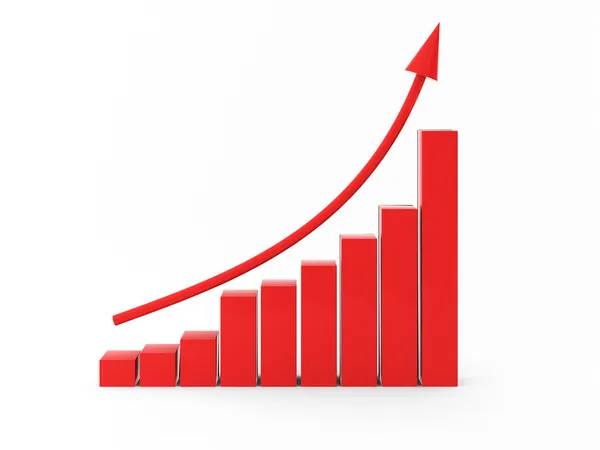3d render of red chart with arrow — Stock Photo, Image