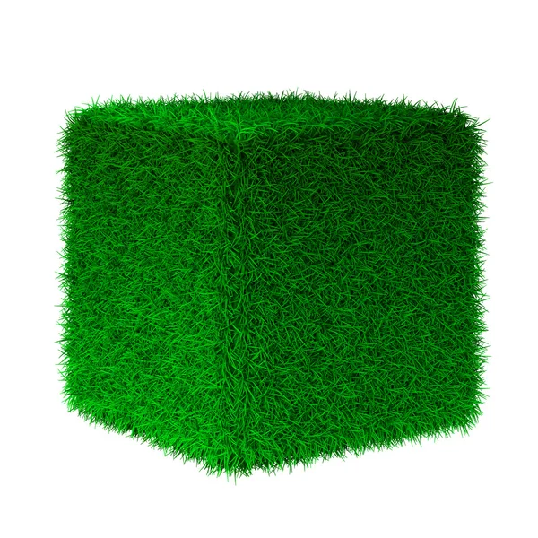 3d renderização de cubo de grama — Fotografia de Stock