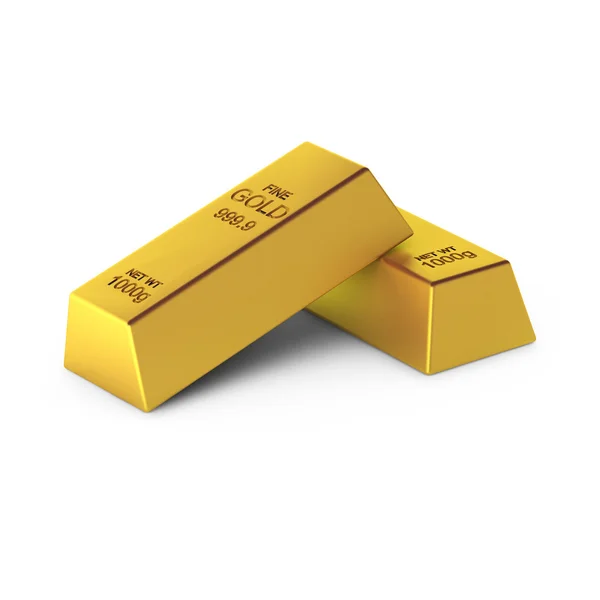 3D render van twee goudstaven — Stockfoto