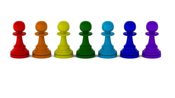 stock image 3d render of rainbow colored pawns
