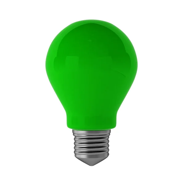 3D-Darstellung der grünen Glühbirne — Stockfoto