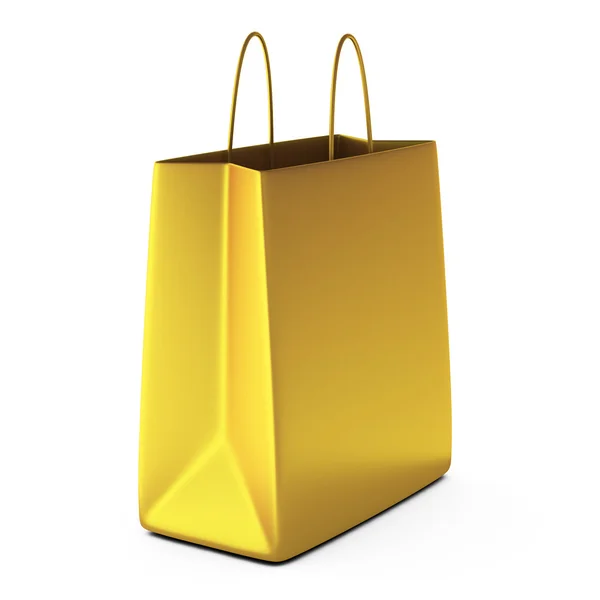 3d рендеринг золотой сумки для покупок — стоковое фото