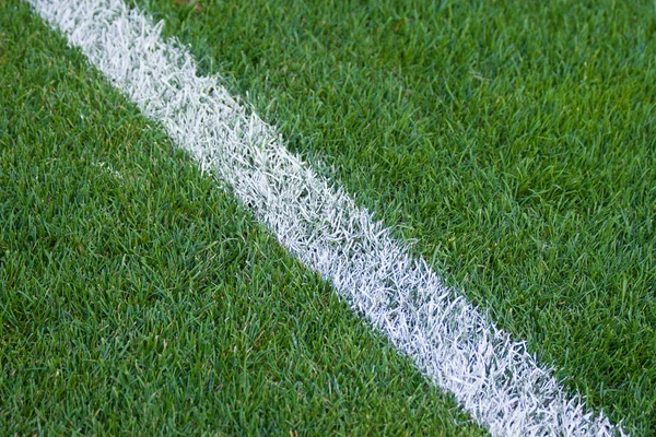 Green line on soccer field. — Stock Photo, Image