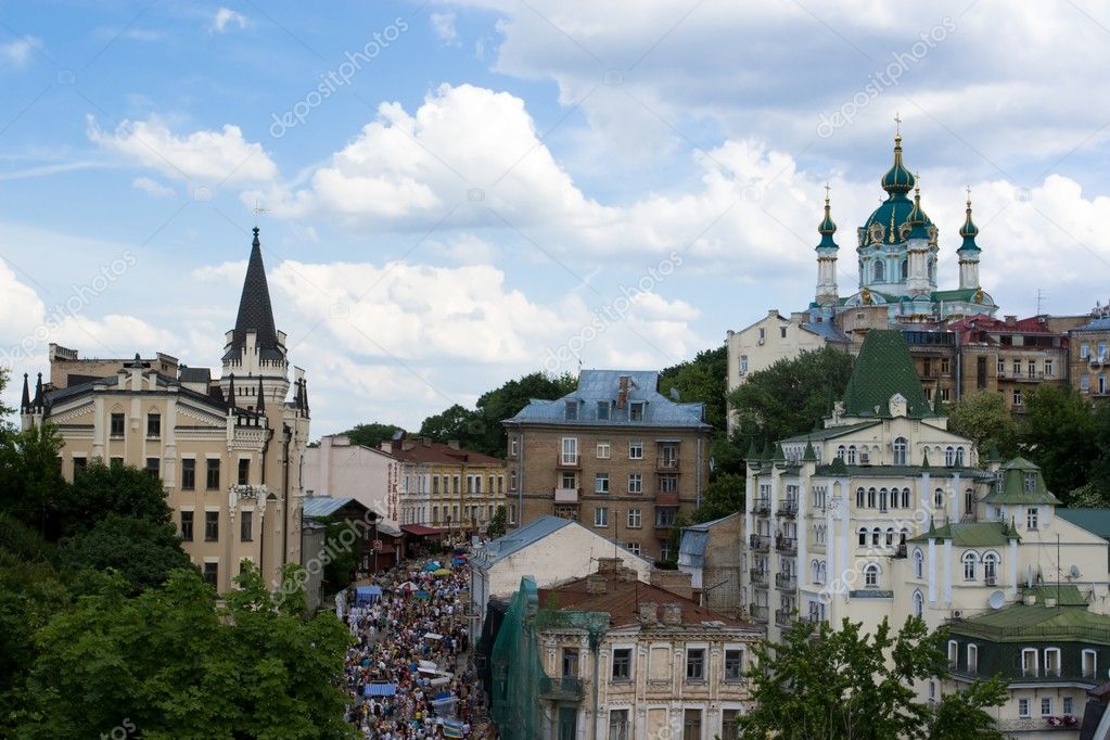 St. Andrew`s Church and tower of the king Richard ,Kiev, Ukraine