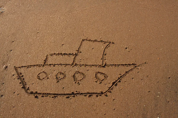 stock image Ship on sand.