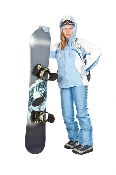 Девушка с сноубордом. — стоковое фото