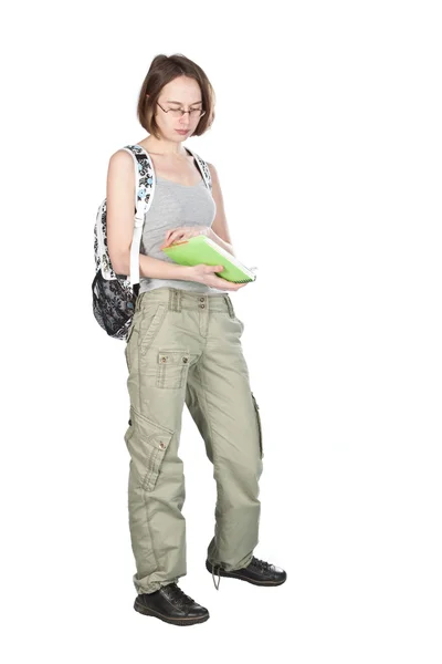 Student med ryggsäck och bärbara. — Stockfoto