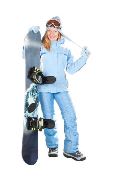 Девушка с сноубордом. — стоковое фото