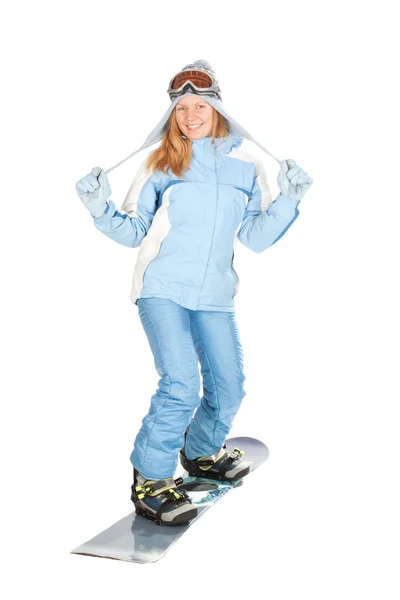 Meisje met snowboard. — Stockfoto