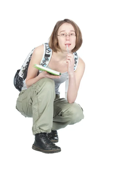 Student z plecaka i notebooków. — Zdjęcie stockowe