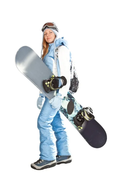 Lány snowboard. — Stock Fotó