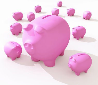 Funny piggy banks on white background clipart