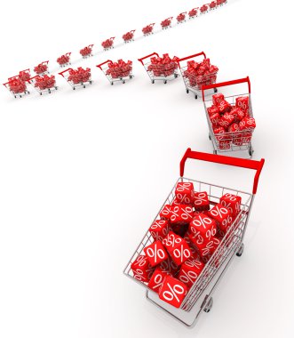 Shopping carts with red cubes clipart