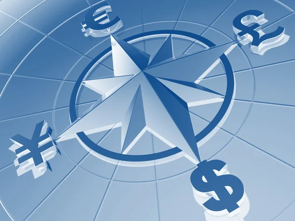Money Concept Symbols Dollar Euro Pound Yen — Stock Photo, Image