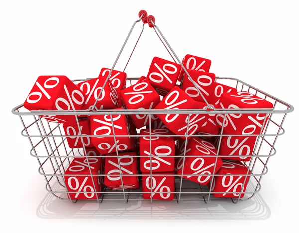 Cesta Compras Con Cubos Rojos — Foto de Stock