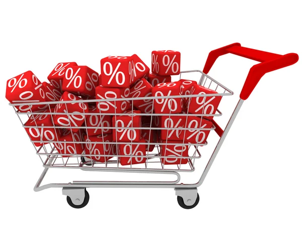 Carrito Compras Con Cubos Rojos — Foto de Stock