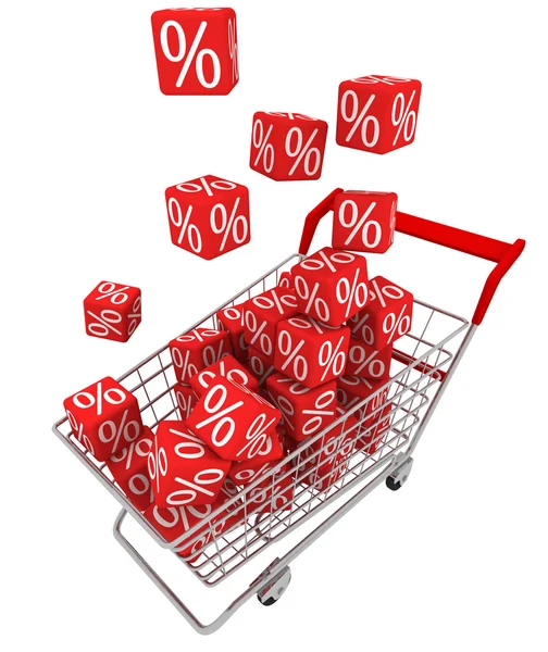 Carrito Compras Con Cubos Rojos — Foto de Stock