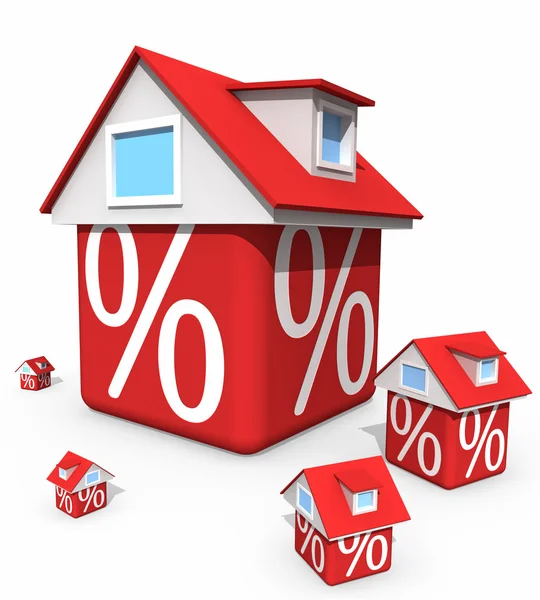 Häuser Aus Roten Würfeln Mit Prozentsymbolen — Stockfoto