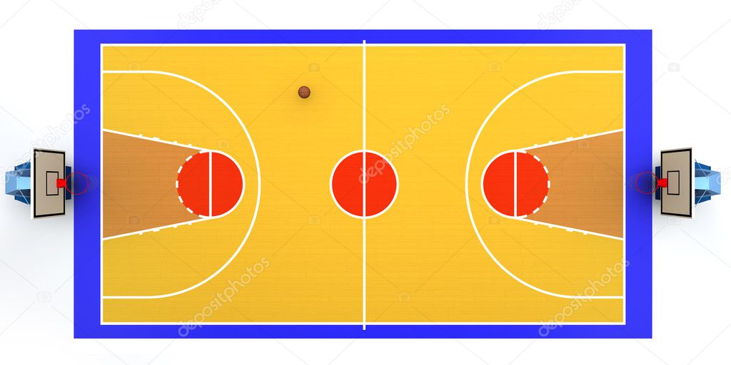 Illustrazione Resa Del Campo Basket - Foto Stock: Foto, Immagini