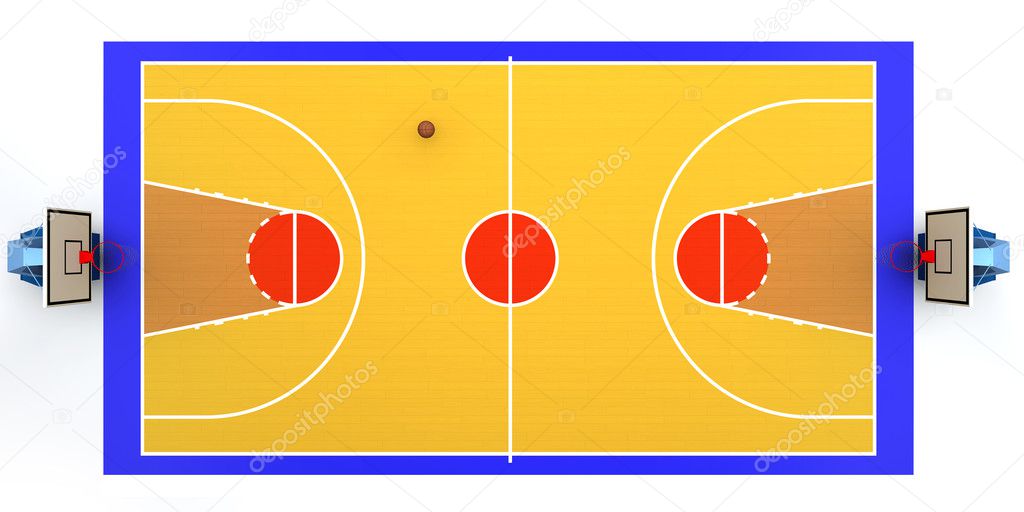 3D rendered illustration of basketball court