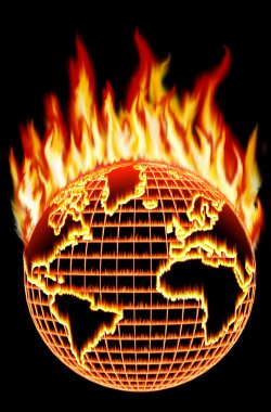 The burning Earth. Conceptual illustration clipart