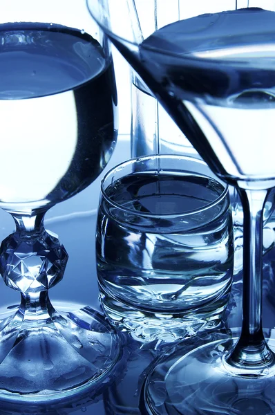 stock image Close-up of a glassware set with water