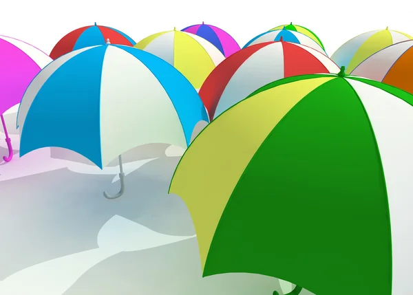 Färgglada Paraplyer Vit Bakgrund — Stockfoto