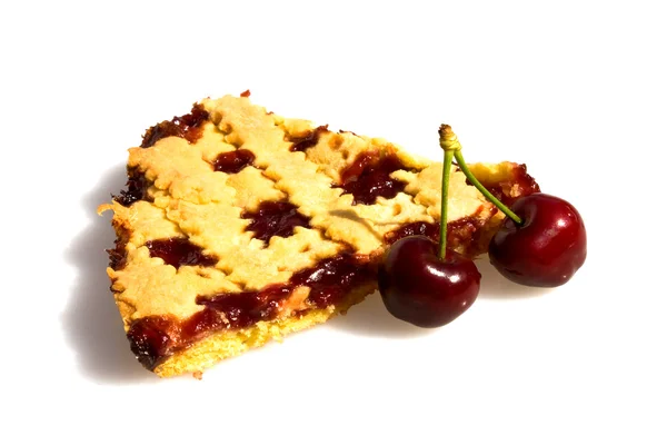 Plátek koláč s třešněmi — Stock fotografie